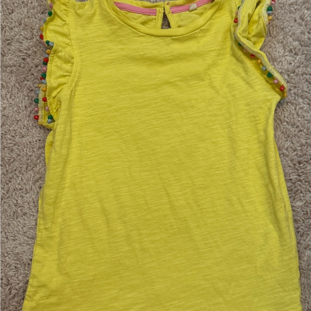 Boden Yellow Tank Top with Colorful Ruffle Trim